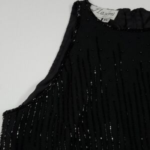Vintage J Laxmi beaded top black Bugle beads Large